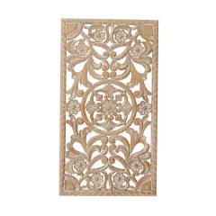 Brown Wood Bohemian Floral Wall Decor 37" x 17" x 2"