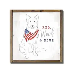 Red, Woof & Blue Framed Wood Plaque