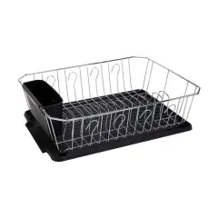 Kitchen Details Black 3-Piece Chrome Dish Rack Set