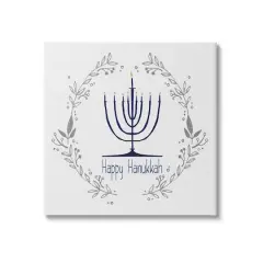 Stupell Industries Happy Hanukkah Botanical Wreath Canvas Wall Art