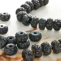 Black Resin Rondelle Beads, 10mm by Bead Landing&trade;
