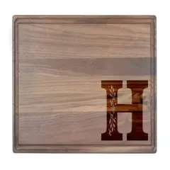 Floral Monogram Walnut Cutting Board H