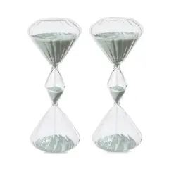 Glitzhome&reg; 11" Geometric Tri-Layer Hourglasses with Gray Sand, 2ct.