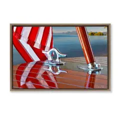 Stupell Industries Flag On Boat Hull Floater Framed Art Brown
