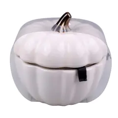 4.75" Cream Ceramic Pumpkin Cocotte by Makery&trade;