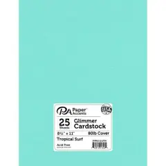 PA Paper&trade; Accents Glimmer 8.5" x 11" Cardstock, 25 Sheets Tropical Surf