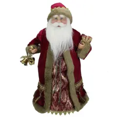 18" Burgundy Santa Claus Christmas Tree Topper