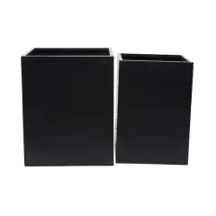 Black Modern Planter, Set of 2" 18", 14"