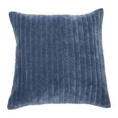 Hello Honey&reg; 20" Square Quilted Velvet Pillow Cover with Channel Stitch Blue
