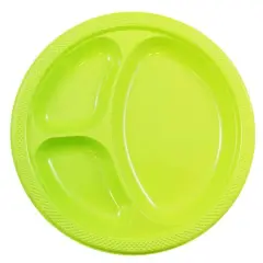 JAM Paper 10.25" Divided Plastic Party Plates, 20ct. Lime Green