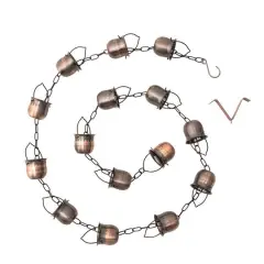 Glitzhome&reg; 8.5ft. Copper Cup Shaped Rain Chain