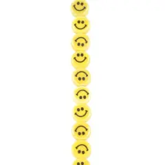 Yellow Ceramic Smiley Face Beads, 10mm by Bead Landing&trade;