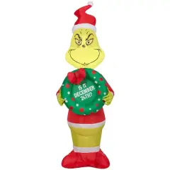 4ft. Airblown&reg; Inflatable Christmas Grinch with Wreath