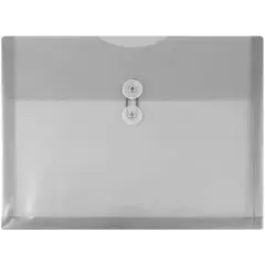 JAM Paper Letter Booklet Plastic Envelopes with Button & String Tie Closure, 12ct. Smoke Gray