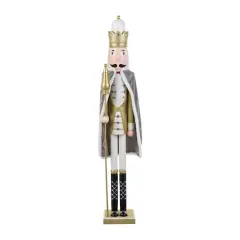Glitzhome&reg; 42"H Wooden Christmas Gold Dressed King Nutcracker