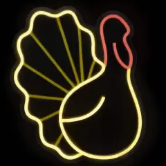 15" LED Neon Style Fall Harvest Turkey Window Silhouette