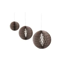 Hello Honey&reg; Round Paper Honeycomb Ornaments with Gold Glitter Set Gray