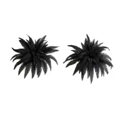 40in. Artificial Halloween Black Boston Fern - Set of 2