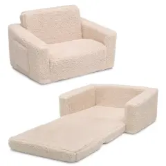 Delta Children 23" Cozee Flip Out Sherpa 2 in 1 Convertible Sofa to Lounger for Kids Cream