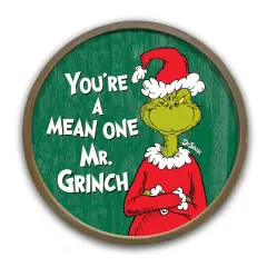 20" The Grinch You're A Mean One Round Framed Print Brown
