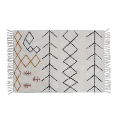 Hello Honey&reg; Cotton Tufted Rug With Abstract Design & Fringe