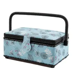 Dritz&reg; Light Blue Floral Small Rectangular Sewing Basket
