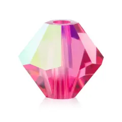 John Bead PRECIOSA 4mm Czech Crystal Bicone Beads, 40ct. Rose AB