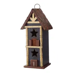 Glitzhome&reg; 13" Solid Wood and Metal Rustic Style Birdhouse