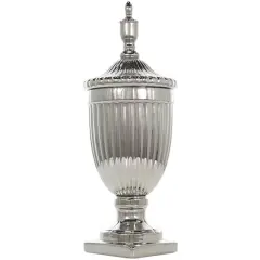 Silver Ceramic Decorative Jars with Grooves
