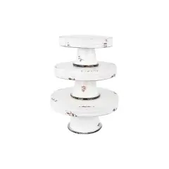 Hello Honey&reg; Distressed White Decorative Metal Pedestals