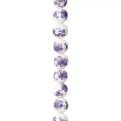 Amethyst Flower Ceramic Round Beads, 8mm by Bead Landing&trade;