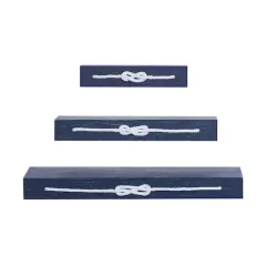 Blue Wood Contemporary Wall Shelf, 3" x 32" x 10"