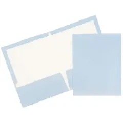 JAM Paper Glossy Laminated Two Pocket Folders, 100ct. Baby Blue