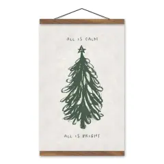 All is Calm All is Bright 12" x 18" Teak Hanging Canvas