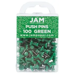JAM Paper Colorful Standard Push Pins, 100ct. Green