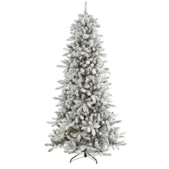 7.5ft. Unlit Flocked Livingston Fir Artificial Christmas Tree with Pine Cones