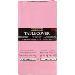 JAM Paper 108" Rectangular Plastic Lined Paper Table Cover Baby Pink Pastel