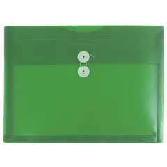JAM Paper Letter Booklet Plastic Envelopes with Button & String Tie Closure, 12ct. Green