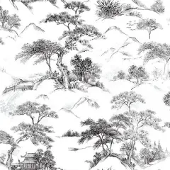 RoomMates Oriental Toile Peel & Stick Wallpaper Black and White