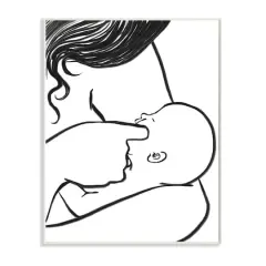 Stupell Industries Mother Nursing Child Portrait Minimal Black White Wall Plaque Art
