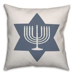 Simple Star of David Menorah 18x18 Spun Poly Pillow