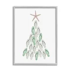 Stupell Industries Flip Flop Beachy Christmas Tree Black Framed Giclee Art Gray