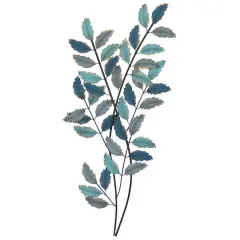 32" Blue Traditional Floral Metal Wall D&eacute;cor