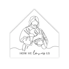 How He Loves Us Lamb 2 12" x 12" House Shaped Canvas