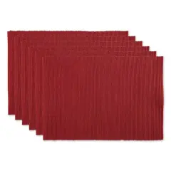 DII&reg; Ribbed Cotton Placemats, 6ct. Barn Red