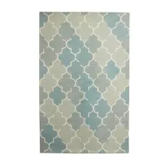 Blue Wool Modern Hand Hooked Rug, 5ft. x 8ft.