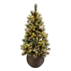 4ft. Pre-Lit Spruce Glittery Crestwood&reg; Artificial Potted Christmas Tree, Clear Lights