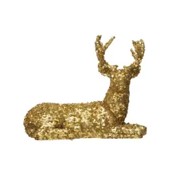 Hello Honey&reg; 10.75" Gold Resin & Sequin Deer