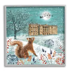 Stupell Industries Squirrel Watching Santa Claus Framed Giclee Art Gray