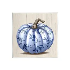 Stupell Industries Blue Patterned Botanical Pumpkin Wall Plaque Art